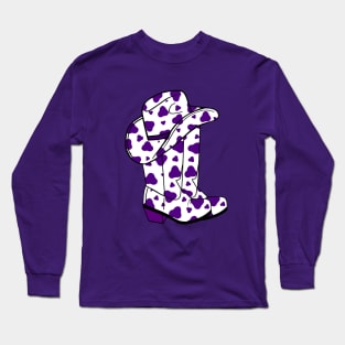 PURPLE Cow Spots Cowboy Hat And Boots Long Sleeve T-Shirt